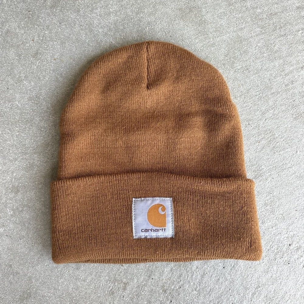 Carhartt A18 Brown Knit Cuffed Beanie Winter Hat Work Streetwear Skull Cap